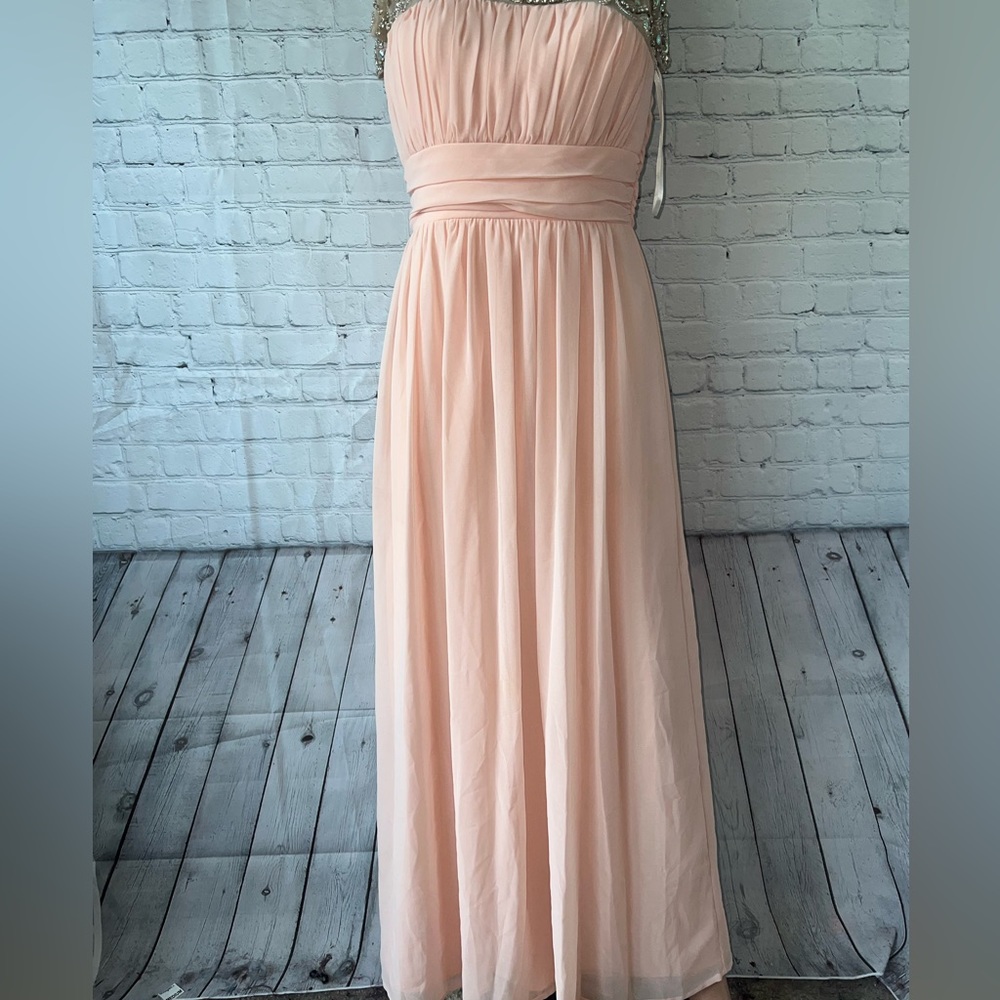 Jodi Kristopher Light Pink & Silver Bedazzled Formal Dress size 7 - Picture 4 of 10